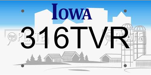 316TVR Iowa License Plate