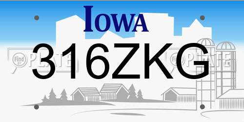 316ZKG Iowa License Plate