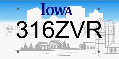 316ZVR Iowa License Plate