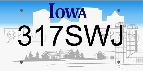 317SWJ Iowa License Plate