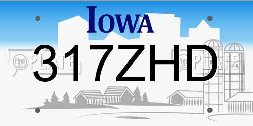 317ZHD Iowa License Plate