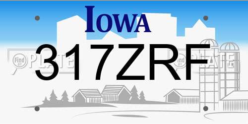 317ZRF Iowa License Plate