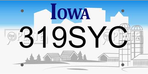 319SYC Iowa License Plate