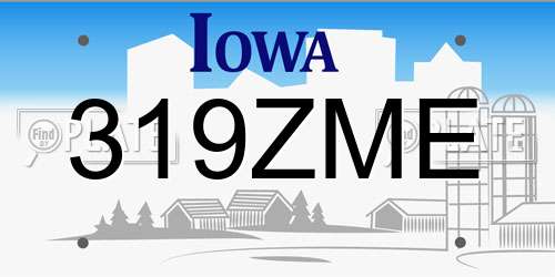 319ZME Iowa License Plate
