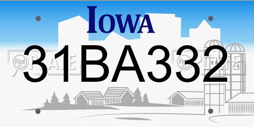 31BA332 Iowa License Plate