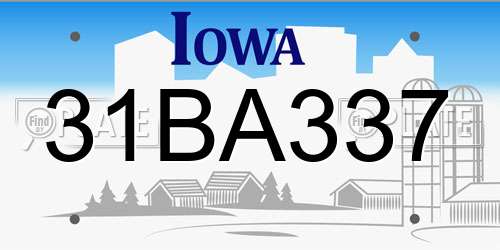 31BA337 Iowa License Plate