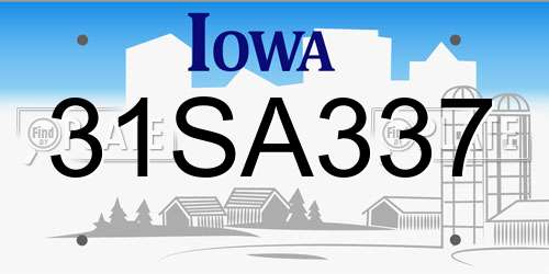 31SA337 Iowa License Plate