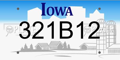 321B12 Iowa License Plate