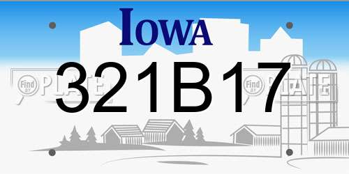321B17 Iowa License Plate
