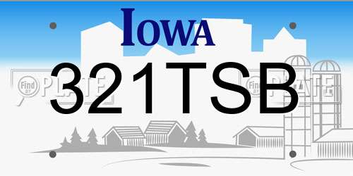 321TSB Iowa License Plate