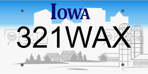 321WAX Iowa License Plate