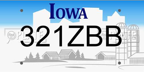 321ZBB Iowa License Plate