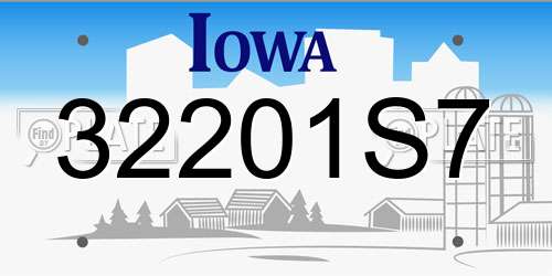 32201S7 Iowa License Plate