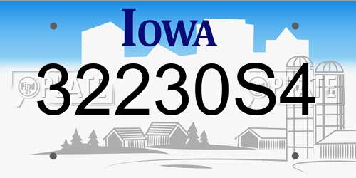 32230S4 Iowa License Plate