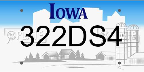 322DS4 Iowa License Plate