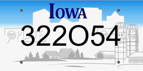 322O54 Iowa License Plate