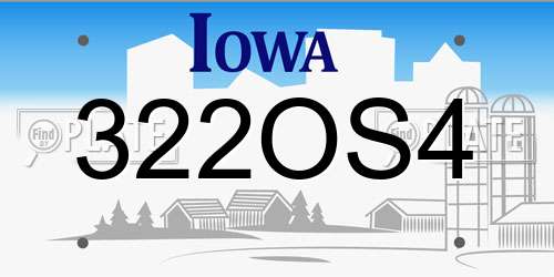 322OS4 Iowa License Plate