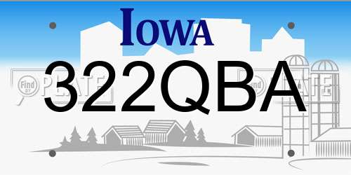 322QBA Iowa License Plate