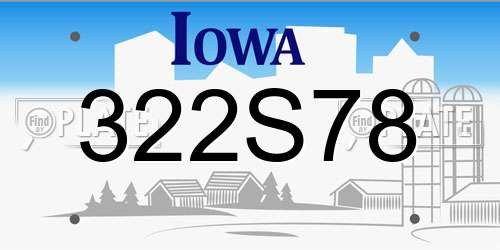 322S78 Iowa License Plate