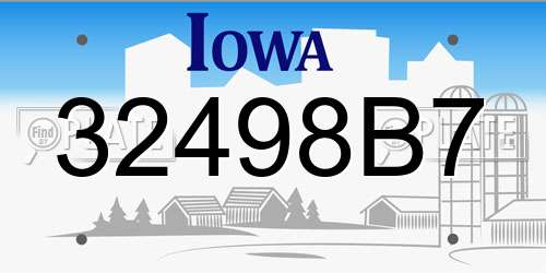 32498B7 Iowa License Plate