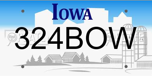 324BOW Iowa License Plate