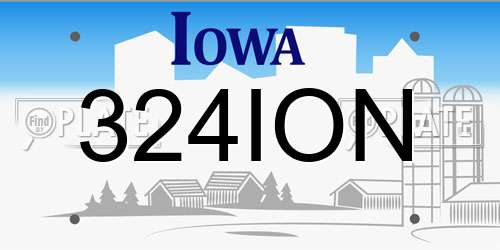324ION Iowa License Plate