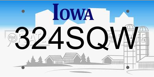 324SQW Iowa License Plate