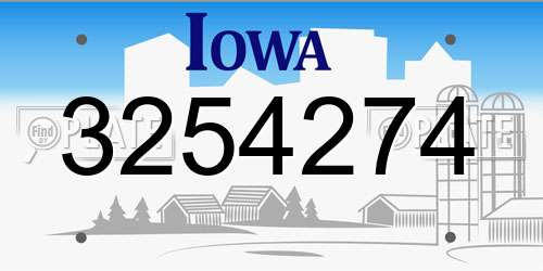 3254274 Iowa License Plate
