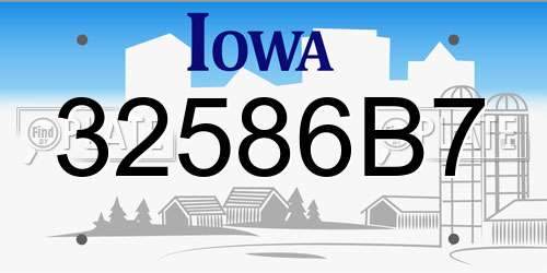 32586B7 Iowa License Plate