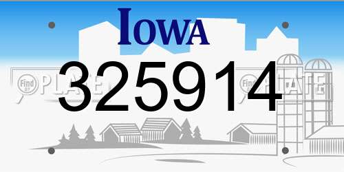 325914 Iowa License Plate
