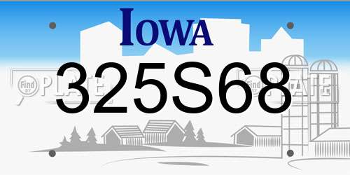 325S68 Iowa License Plate