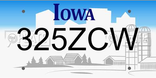 325ZCW Iowa License Plate