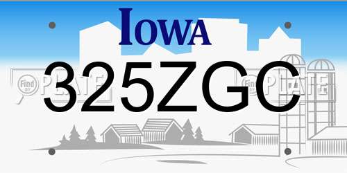 325ZGC Iowa License Plate