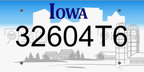 32604T6 Iowa License Plate
