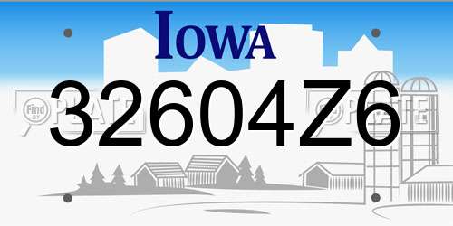 32604Z6 Iowa License Plate