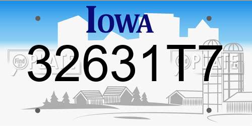 32631T7 Iowa License Plate