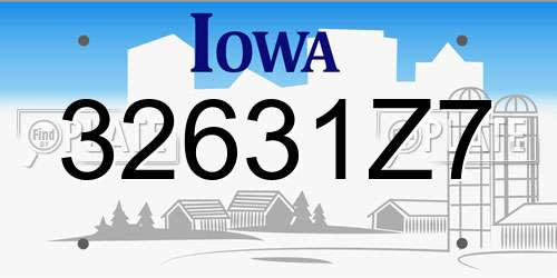 32631Z7 Iowa License Plate