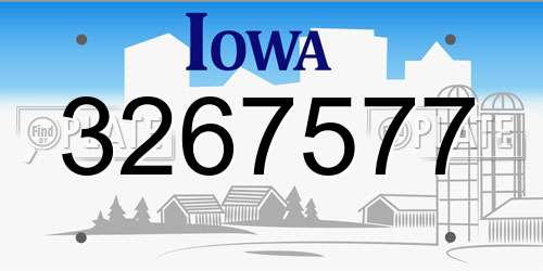 3267577 Iowa License Plate