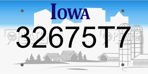32675T7 Iowa License Plate