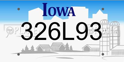 326L93 Iowa License Plate