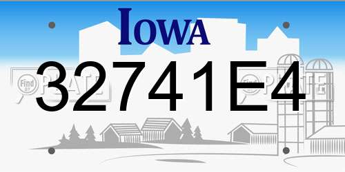 32741E4 Iowa License Plate