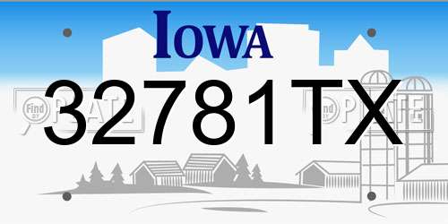 32781TX Iowa License Plate