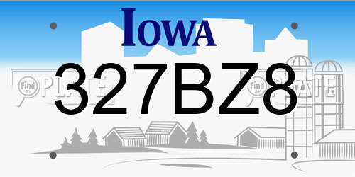 327BZ8 Iowa License Plate