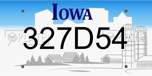 327D54 Iowa License Plate