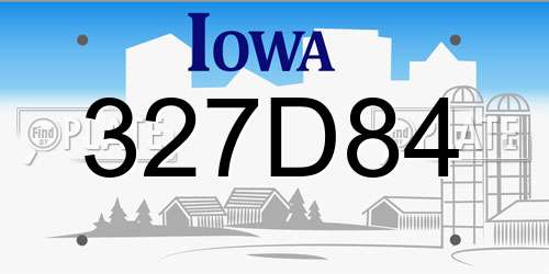327D84 Iowa License Plate