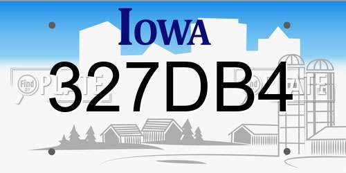 327DB4 Iowa License Plate