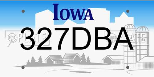 327DBA Iowa License Plate