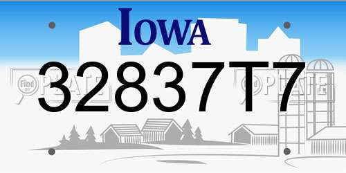 32837T7 Iowa License Plate