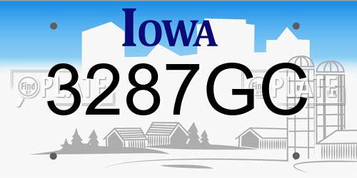 3287GC Iowa License Plate