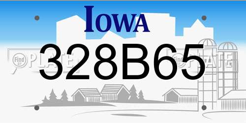 328B65 Iowa License Plate